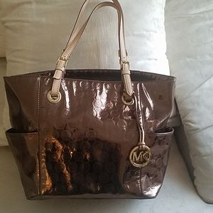 Michael Kors Tote Shoulder Bag Purse Metallic Copper Color